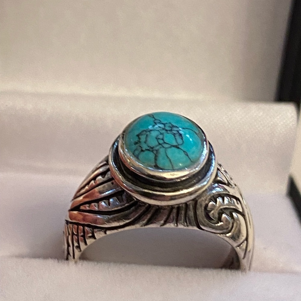 Vintage Turquoise Sterling Silver Dome Ring